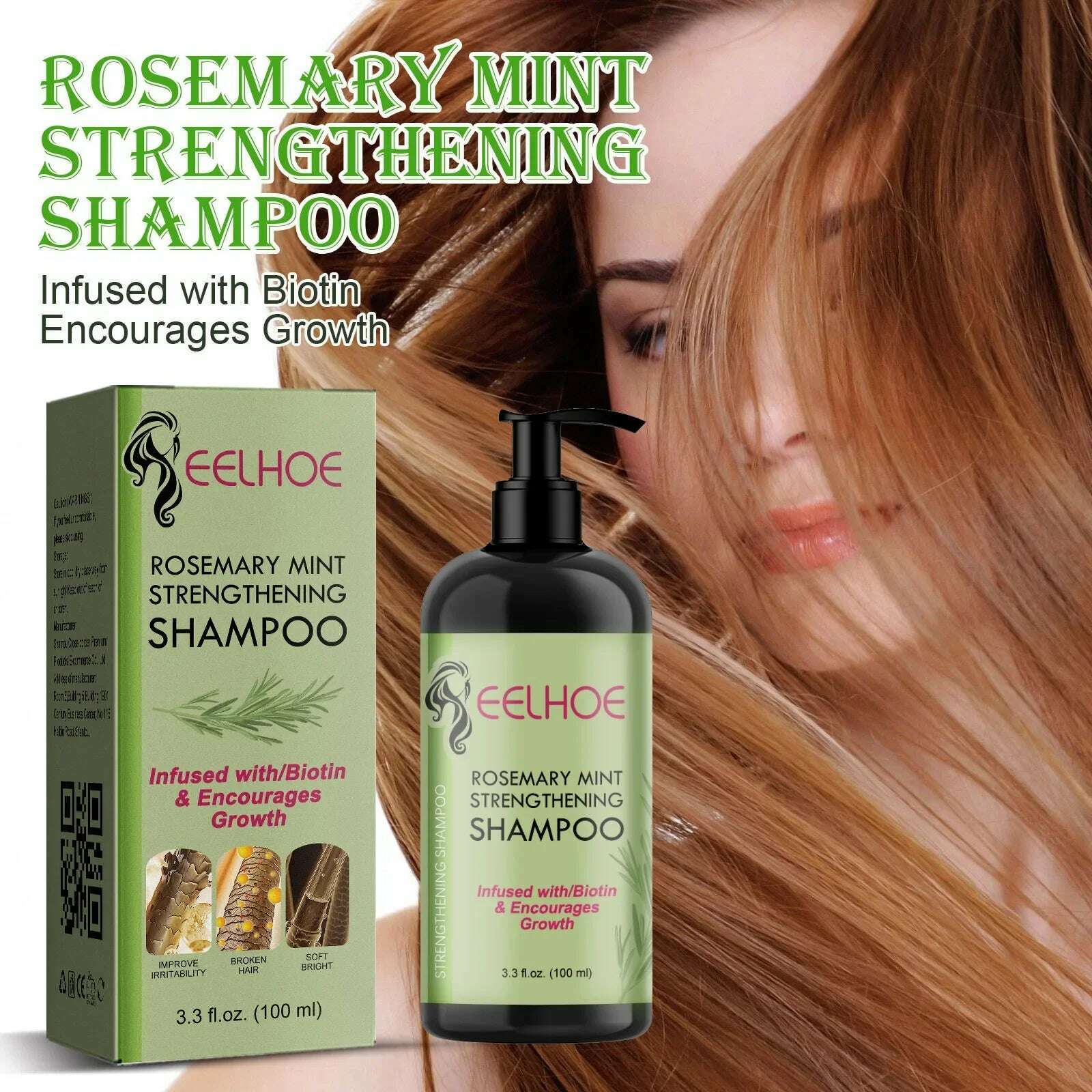 EELHOE Rosemary Straightening Shampoo Repair Damaged Dry Curl Fluffy Hair Nourishing Refreshing Straightening Shampoo Hair Care - KIMLUD