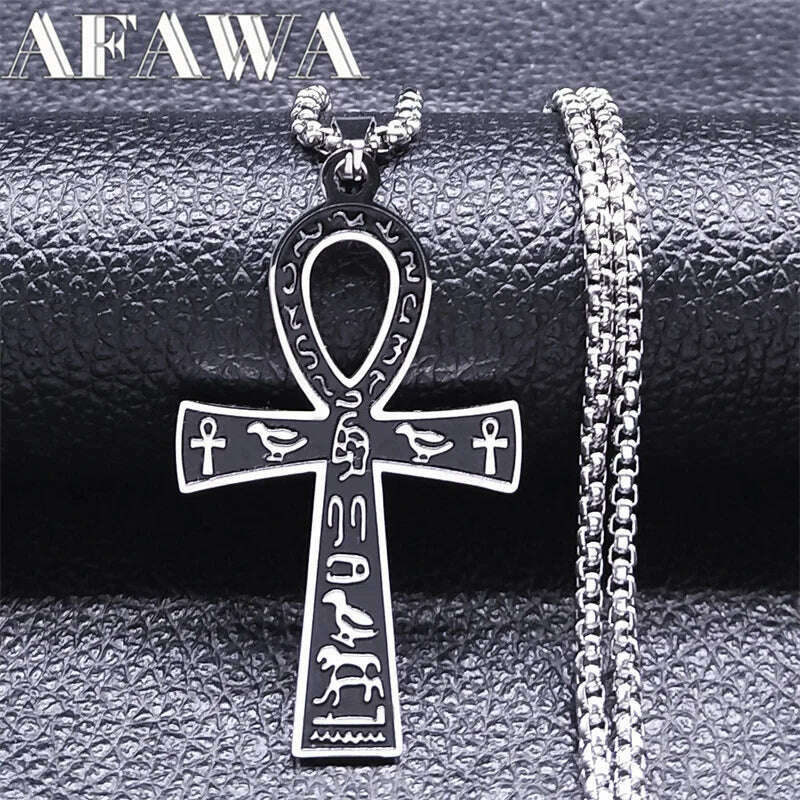 Egyptian Ankh Cross Key Of Life Necklaces for Women/Men Stainless Steel Mythology Chain Necklace Jewelry bijoux homme N3456S02 - KIMLUD