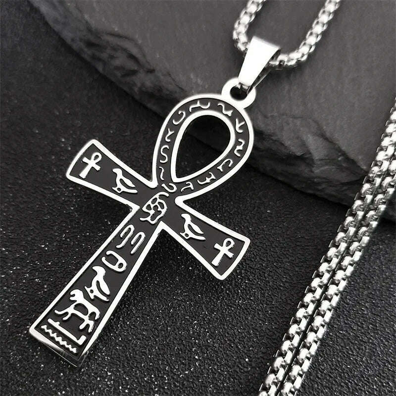 Egyptian Ankh Cross Key Of Life Necklaces for Women/Men Stainless Steel Mythology Chain Necklace Jewelry bijoux homme N3456S02 - KIMLUD