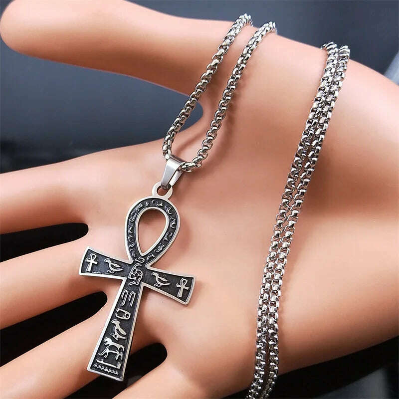 Egyptian Ankh Cross Key Of Life Necklaces for Women/Men Stainless Steel Mythology Chain Necklace Jewelry bijoux homme N3456S02 - KIMLUD