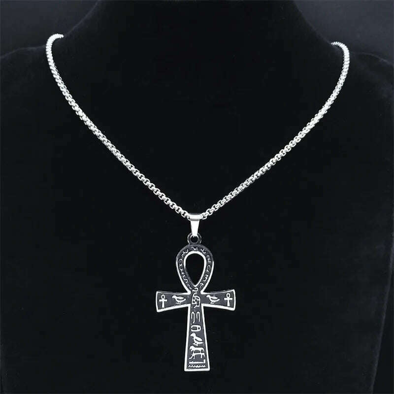 Egyptian Ankh Cross Key Of Life Necklaces for Women/Men Stainless Steel Mythology Chain Necklace Jewelry bijoux homme N3456S02 - KIMLUD