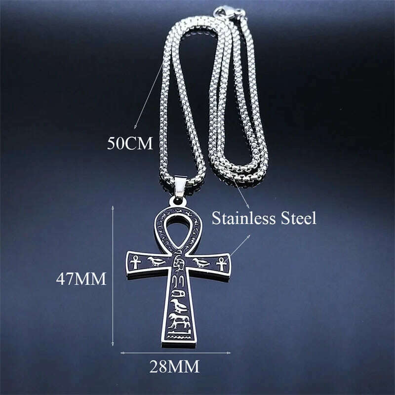 Egyptian Ankh Cross Key Of Life Necklaces for Women/Men Stainless Steel Mythology Chain Necklace Jewelry bijoux homme N3456S02 - KIMLUD