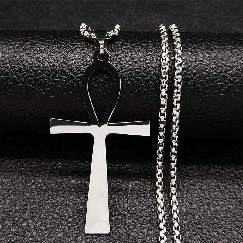 Egyptian Ankh Cross Key Of Life Necklaces for Women/Men Stainless Steel Mythology Chain Necklace Jewelry bijoux homme N3456S02 - KIMLUD