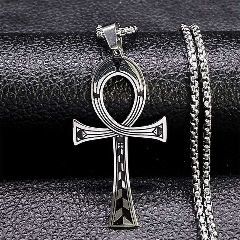 Egyptian Ankh Cross Key Of Life Necklaces for Women/Men Stainless Steel Mythology Chain Necklace Jewelry bijoux homme N3456S02 - KIMLUD