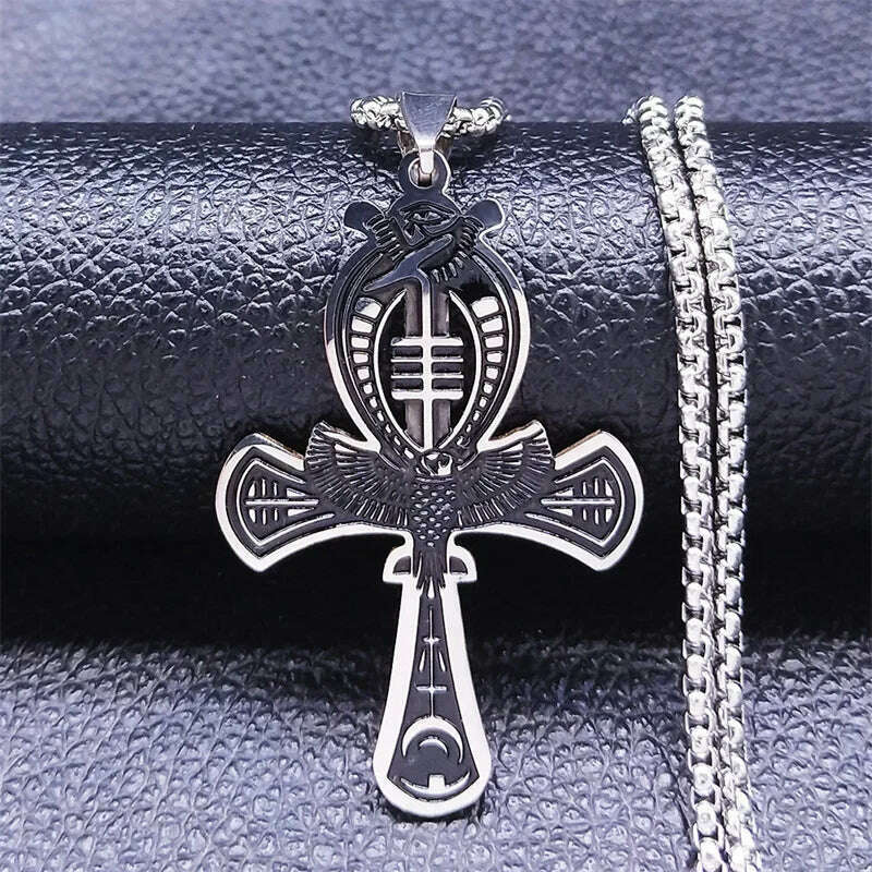 Egyptian Ankh Cross Key Of Life Necklaces for Women/Men Stainless Steel Mythology Chain Necklace Jewelry bijoux homme N3456S02 - KIMLUD