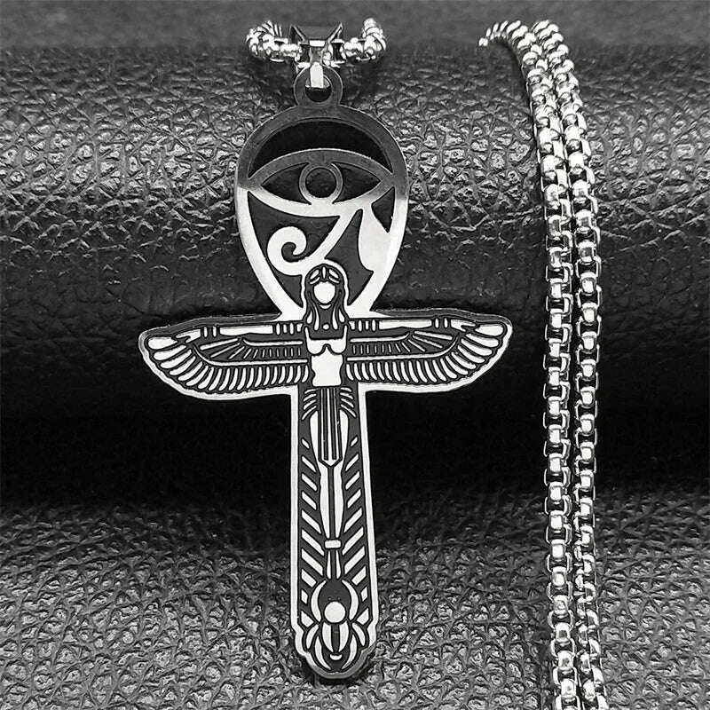 Egyptian Ankh Cross Key Of Life Necklaces for Women/Men Stainless Steel Mythology Chain Necklace Jewelry bijoux homme N3456S02 - KIMLUD