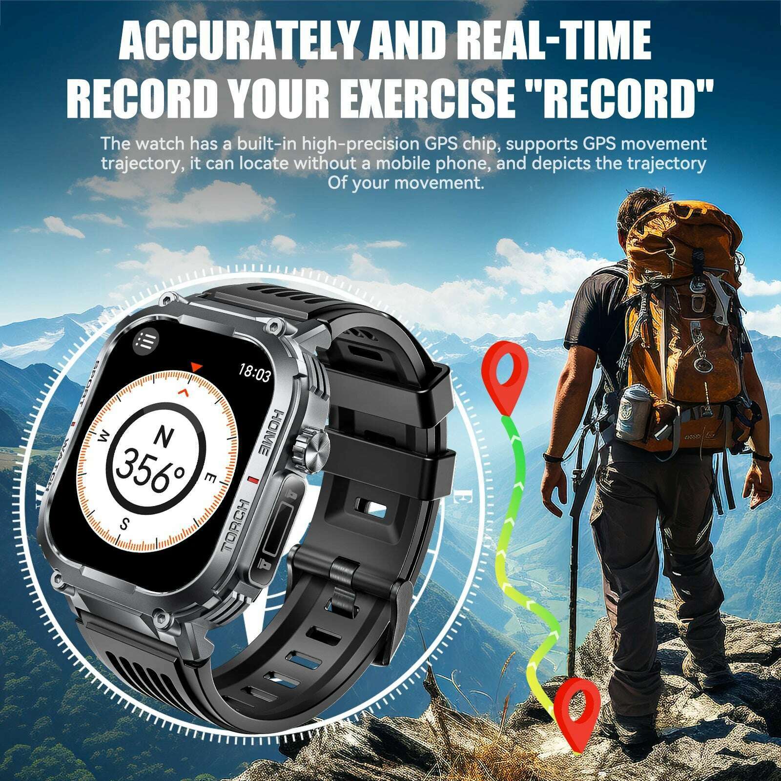 EIGIIS 2024New Smart Watch Men 3ATM Waterproof 2.02"S320B With Compass And LED Flashlight Sports And Fitness Tracking Heart Rate - KIMLUD