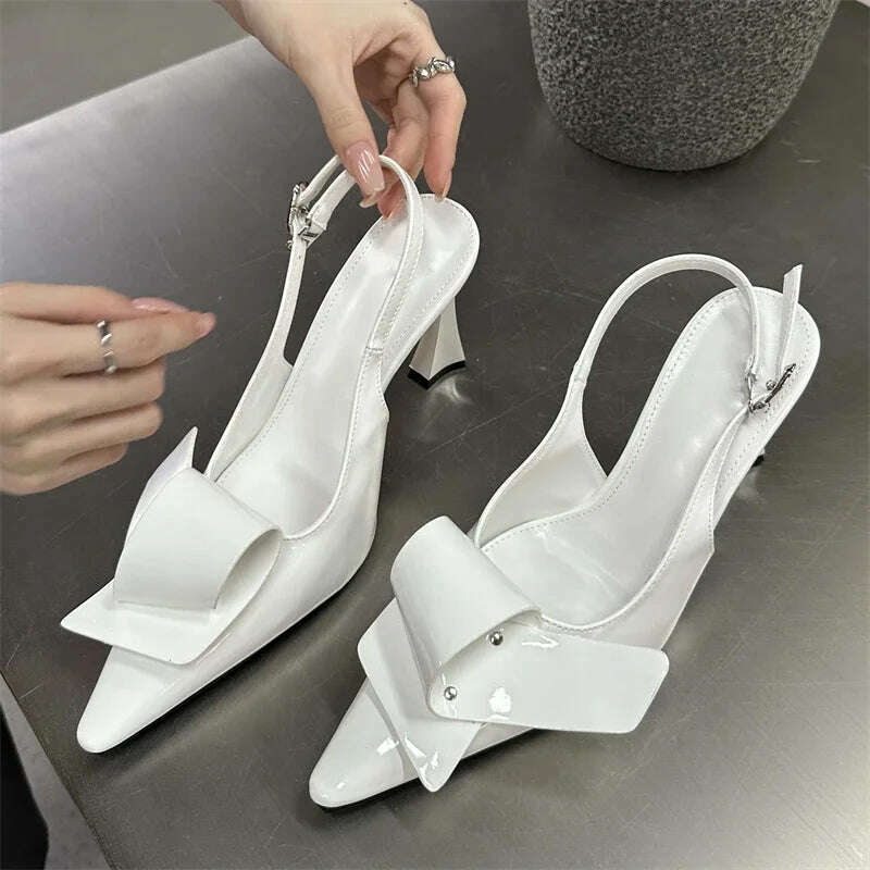 Eilyken 2024 New Design Splicing Rivet Buckle Strap Women Pumps Thin High Heels Pointed Toe Stripper Elegant Party Shoes - KIMLUD