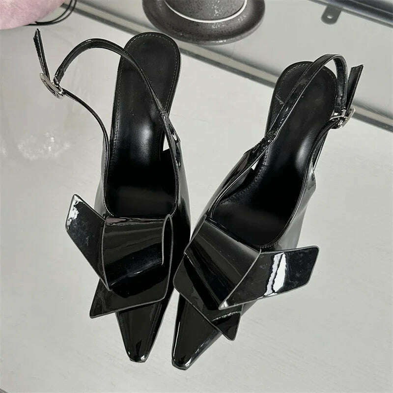 KIMLUD, Eilyken 2024 New Design Splicing Rivet Buckle Strap Women Pumps Thin High Heels Pointed Toe Stripper Elegant Party Shoes, Black / 35, KIMLUD APPAREL - Womens Clothes