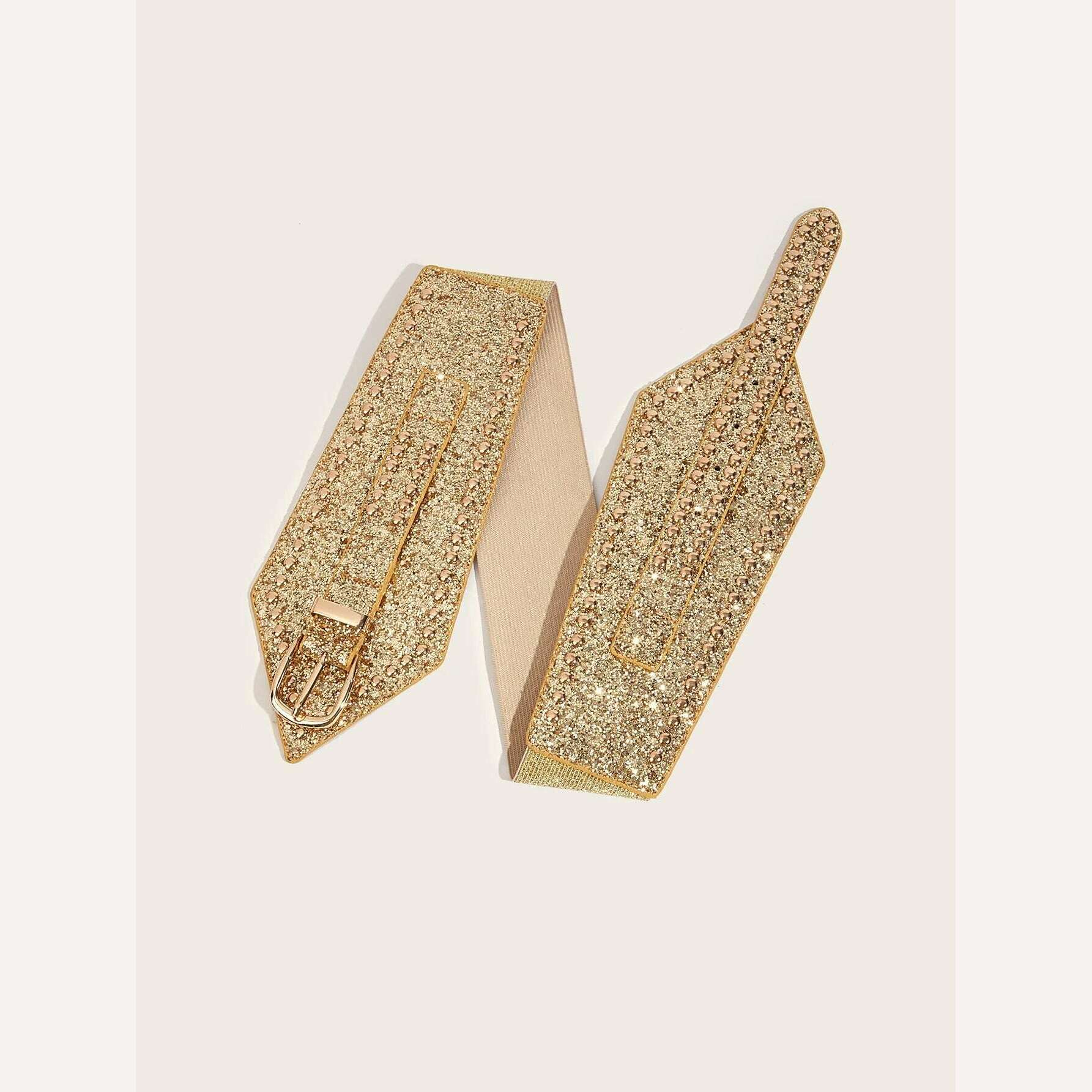 Elastic rubber waist seal with golden sequined rivets - KIMLUD