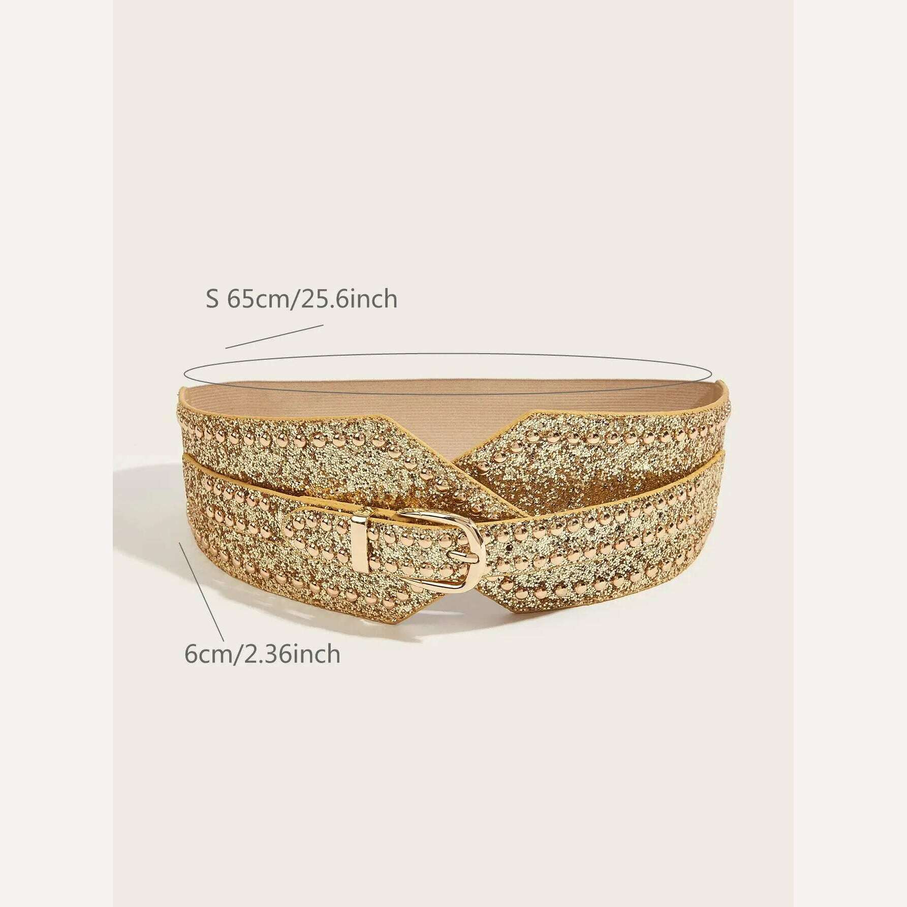 Elastic rubber waist seal with golden sequined rivets - KIMLUD