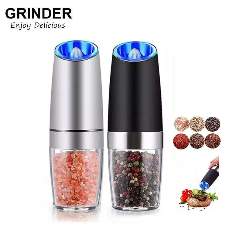 KIMLUD, Electric Automatic Mill Spice Salt and Pepper Grinder Gravity LED Light Adjustable Coarseness Kitchen Steak Tool Sets, KIMLUD Womens Clothes