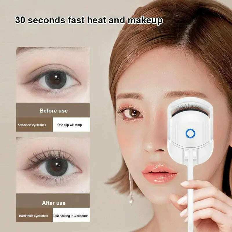 Electric Heated Eyelash Curler Eyelashes Curls Thermal Eyelash Curler Temperature Control Charging Mini Long Lasting Makeup Tool - KIMLUD