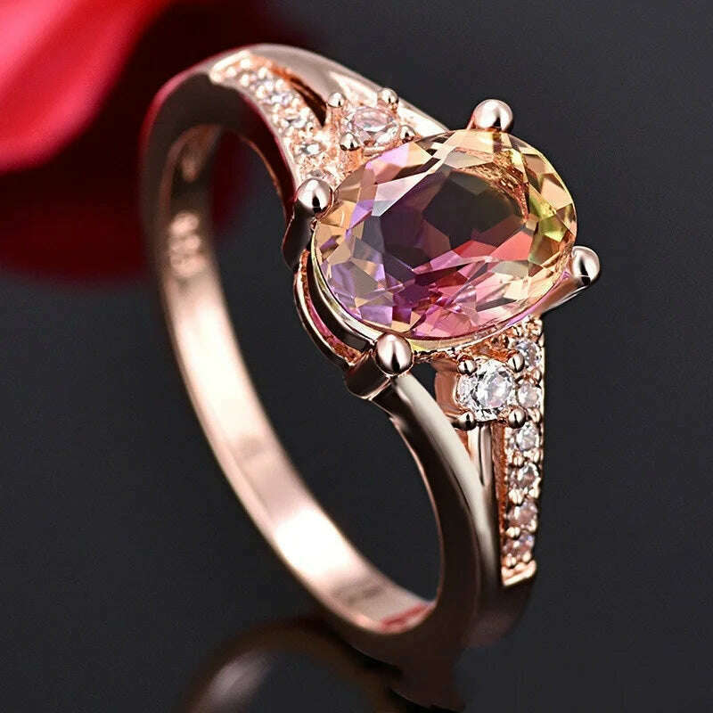 Elegant Crystal Rhinestones Rings For Women Accessories Bridal Wedding Engagement Jewlery Gift - KIMLUD