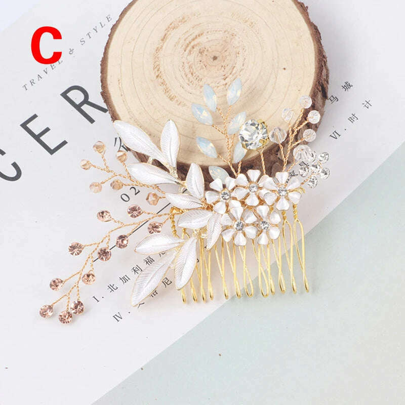 KIMLUD, Elegant Crystal Wedding Hair Comb Headwear Shiny Rhinestone Hairpin Ornaments Pearl Bridal Hair Clip Jewelry Hair Accessories, 21, KIMLUD APPAREL - Womens Clothes