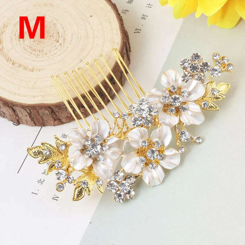 KIMLUD, Elegant Crystal Wedding Hair Comb Headwear Shiny Rhinestone Hairpin Ornaments Pearl Bridal Hair Clip Jewelry Hair Accessories, KIMLUD Womens Clothes