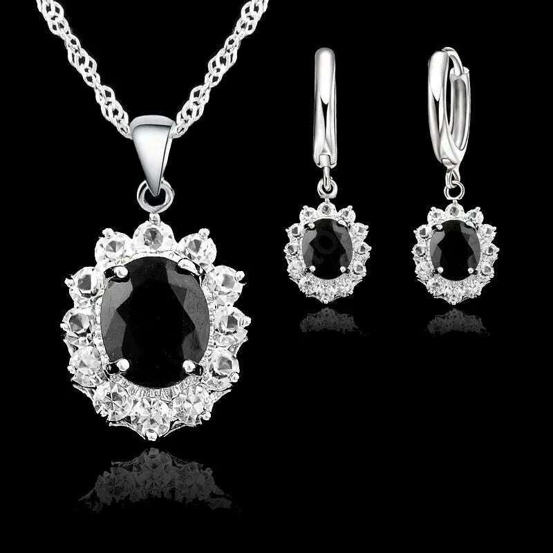 KIMLUD, Elegant Princess Wedding Engagement Necklace Earrings  Jewelry Sets 925 Sterling Silver Color Cubic Zirconia Crystal Gifts, Default Title, KIMLUD APPAREL - Womens Clothes