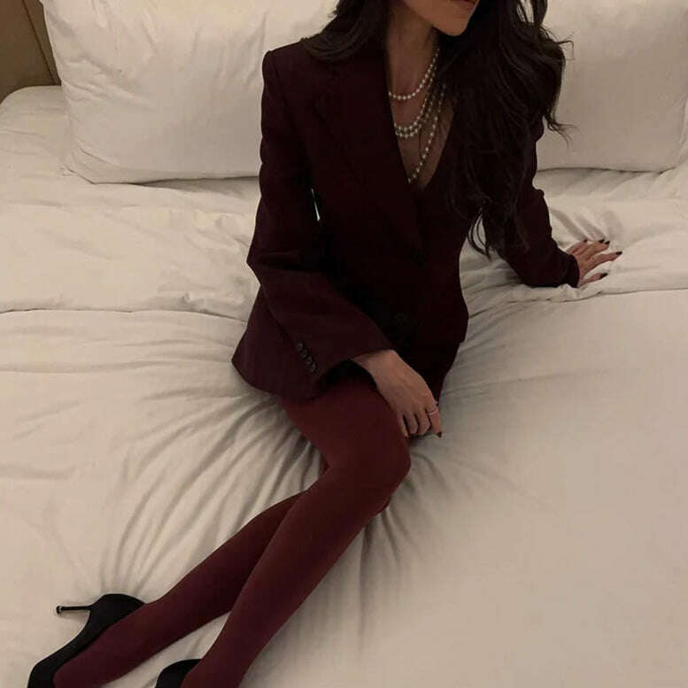 KIMLUD, Elegant Wine Red Waist Up Wool Blend Long Jacket Women Chic Lapel Collar Single Breast Overcoat 2025 Autumn Lady High Streetwear, KIMLUD Womens Clothes