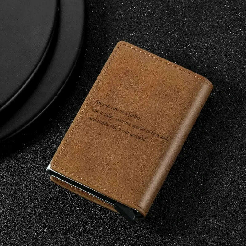 Engraving RFID Credit Card Holder Picture Custom Carving Wallet Card Case Leather Wallet Aluminium Mini Business Card Case Purse - KIMLUD