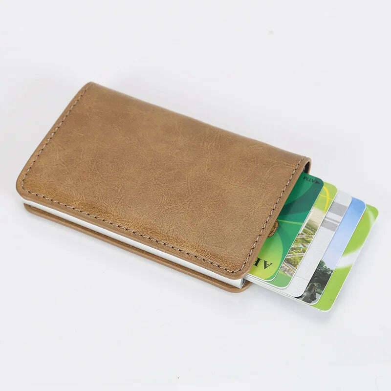 Engraving RFID Credit Card Holder Picture Custom Carving Wallet Card Case Leather Wallet Aluminium Mini Business Card Case Purse - KIMLUD