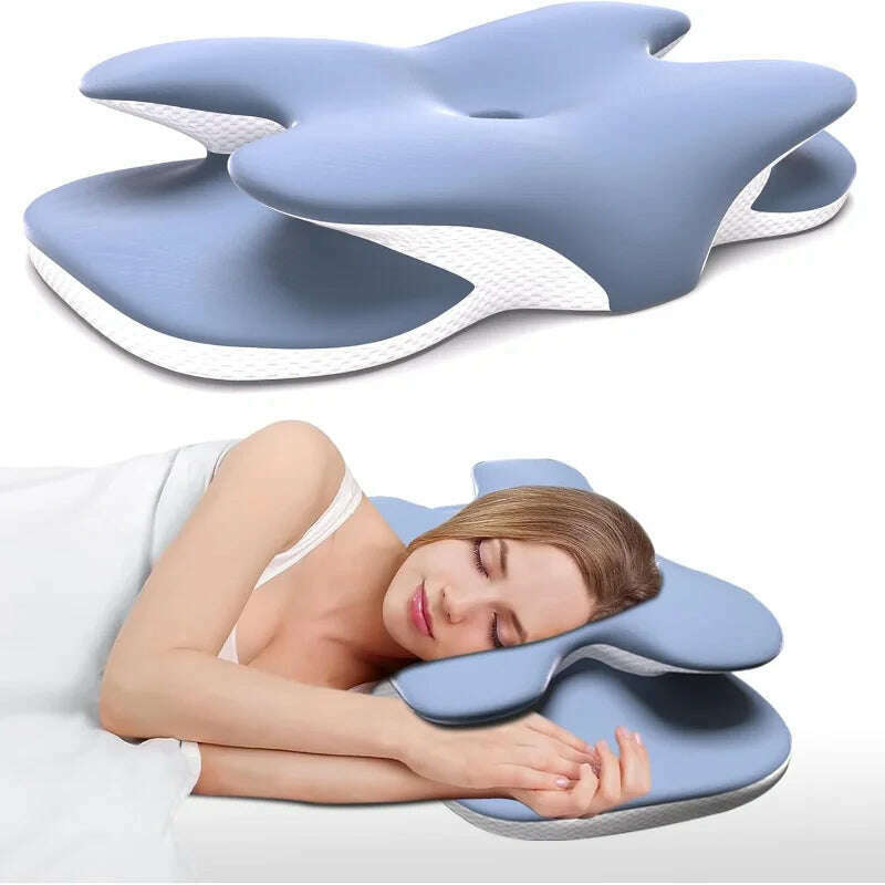 KIMLUD, Ergonomic Cervical Pillow Memory Foam Pillow Neck Pain Relief Comes With Ice Silk Pillowcase Adjustable  For Back Side Sleepers, KIMLUD Womens Clothes