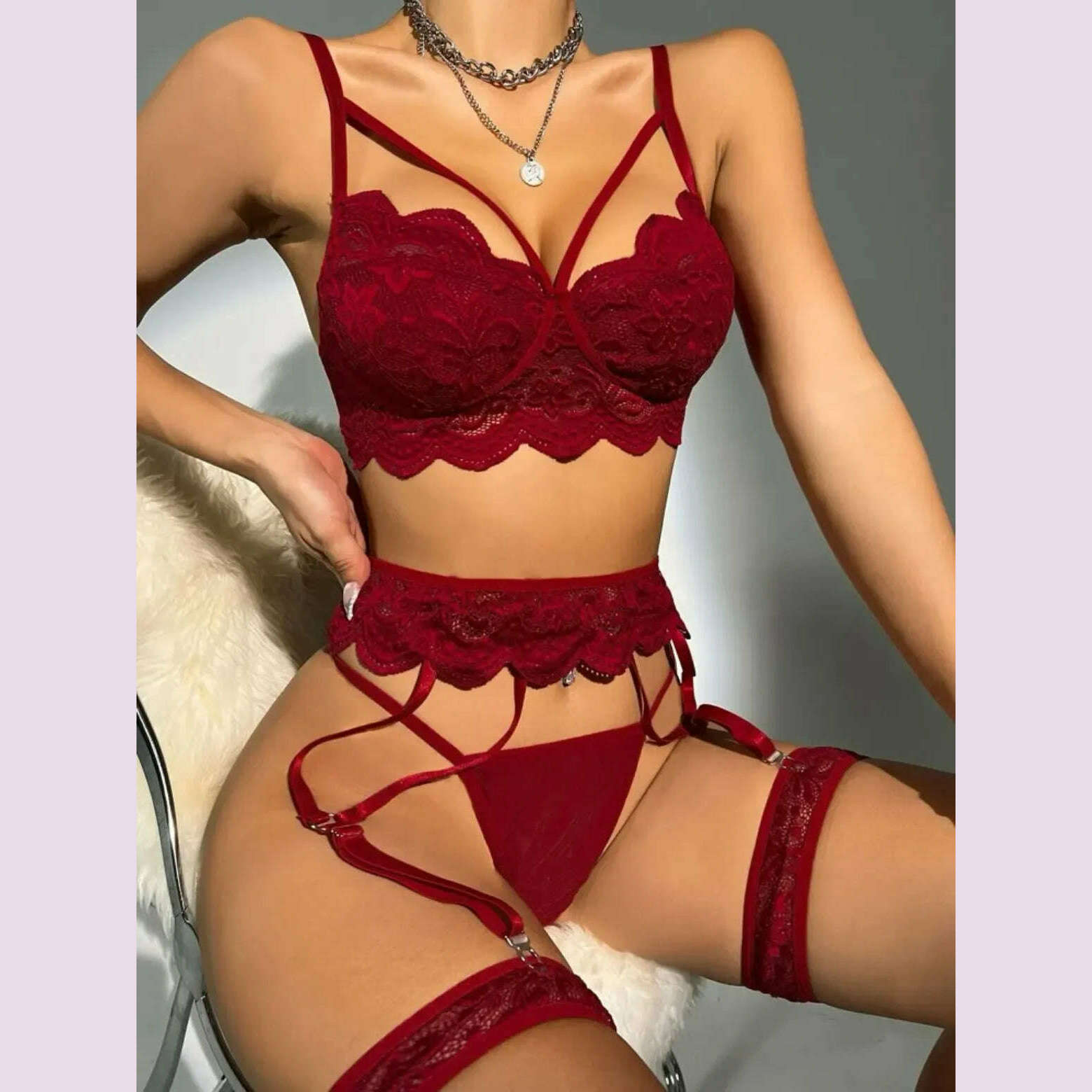 Erotic Sexy Lace Bra And Panty Set Underwear Transparent Bra Exotic Sets Sexy Thong Woman Porn Fancy Sensual Luxury Lingerie - KIMLUD