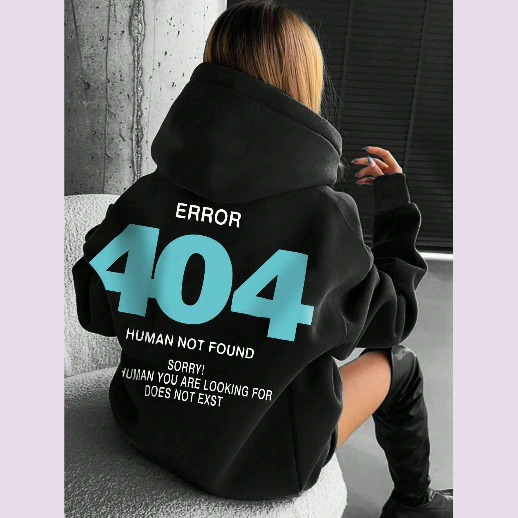 KIMLUD, Error 404 Human Not Found sorry! Women's Hooded Fashion S-XXL Hoodies Fleece High Quality Sweatshirts Autumn Casual Sportswear, KIMLUD Womens Clothes