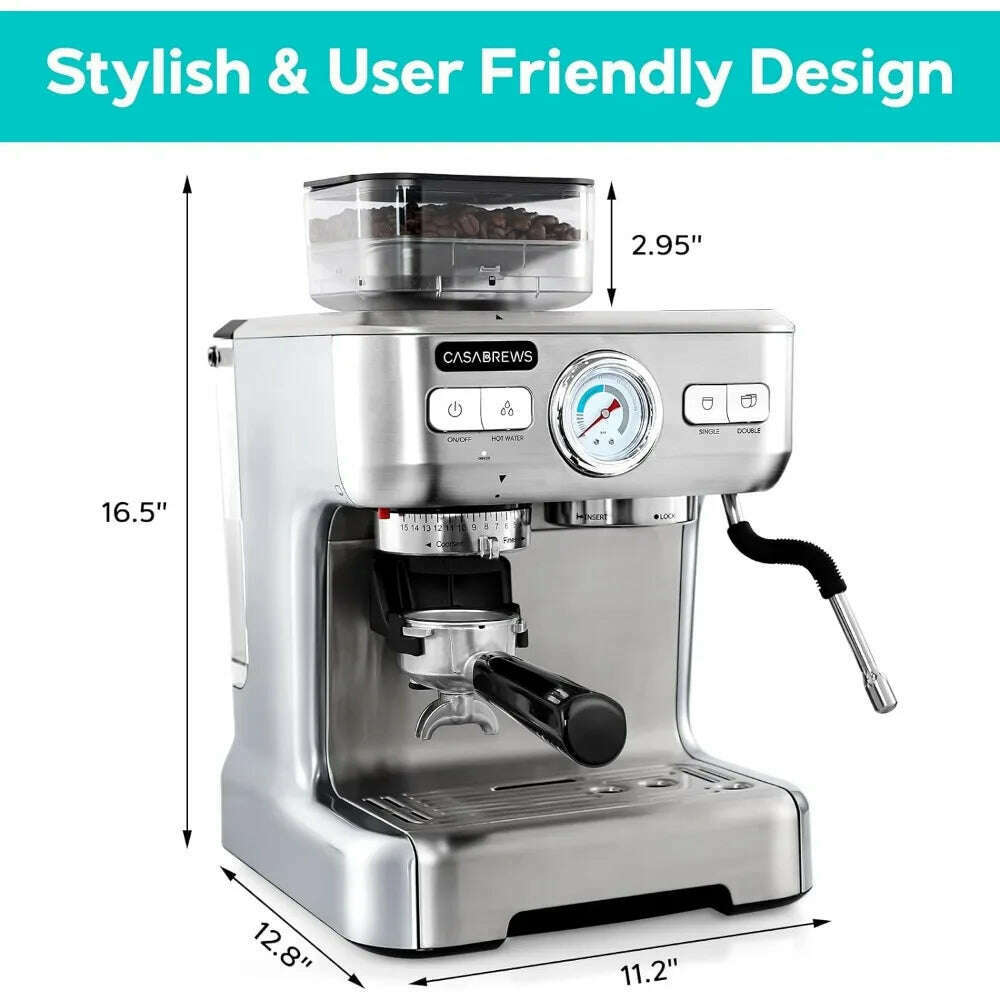 KIMLUD, Espresso Machine with Grinder, 20 Bar Semi Automatic Espresso Coffee Maker with Milk Frother for Home Barista, Professional, KIMLUD Womens Clothes