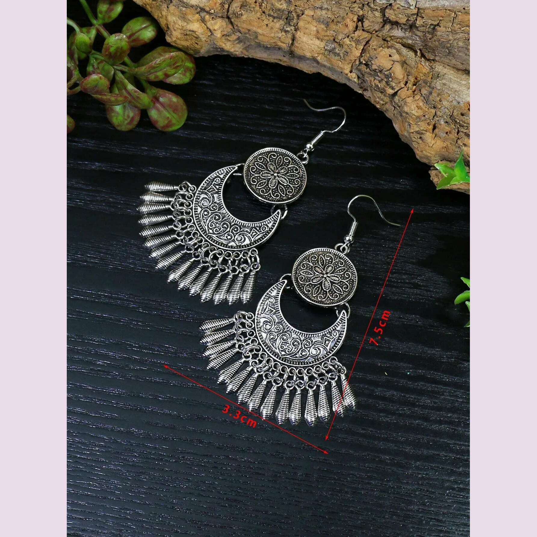 KIMLUD, Ethnic Style Metal Long Style Tassel Earrings Retro Premium Earrings Jewelry Ladies Gift, KIMLUD Womens Clothes