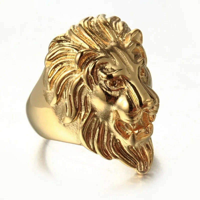 KIMLUD, Europe And the United States Stainless Steel Ring men 's Jewelry Wholesale Domineering  Lion Head, KIMLUD Womens Clothes