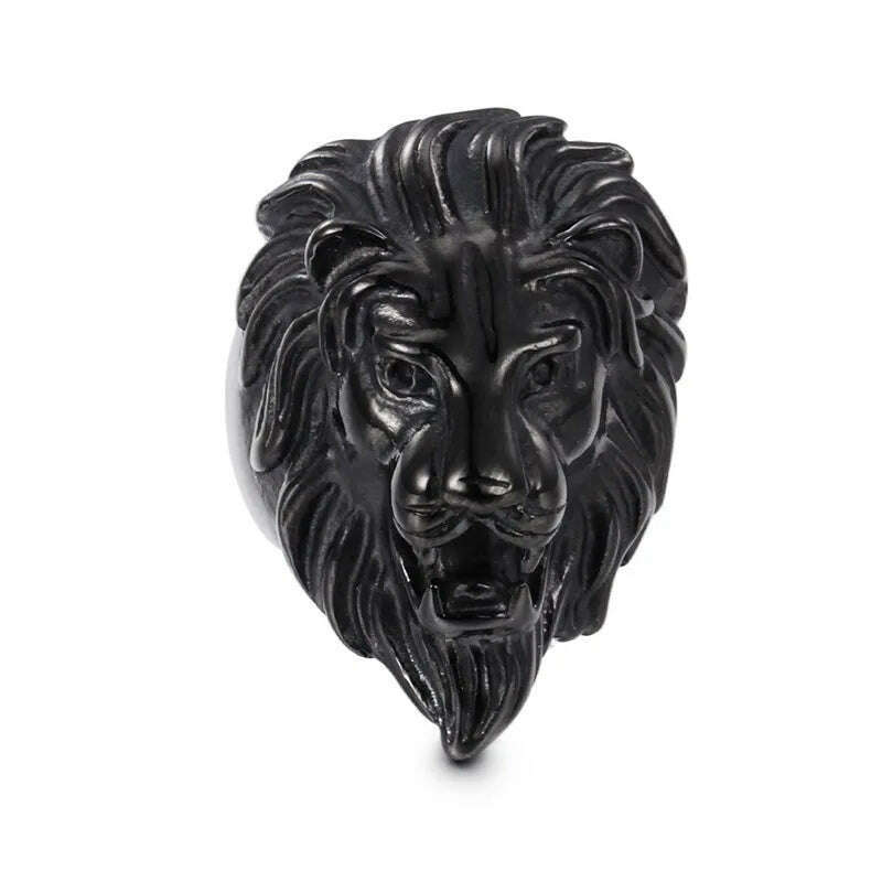 KIMLUD, Europe And the United States Stainless Steel Ring men 's Jewelry Wholesale Domineering  Lion Head, Black / 13, KIMLUD APPAREL - Womens Clothes