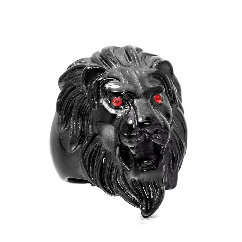 KIMLUD, Europe And the United States Stainless Steel Ring men 's Jewelry Wholesale Domineering  Lion Head, C / 7, KIMLUD APPAREL - Womens Clothes