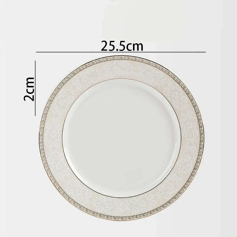 European Ceramic Plate Set Hand Stroke Western Restaurant Dinner Set Plates and Dishes Court Flower Relief Breakfast Bread Pan - KIMLUD