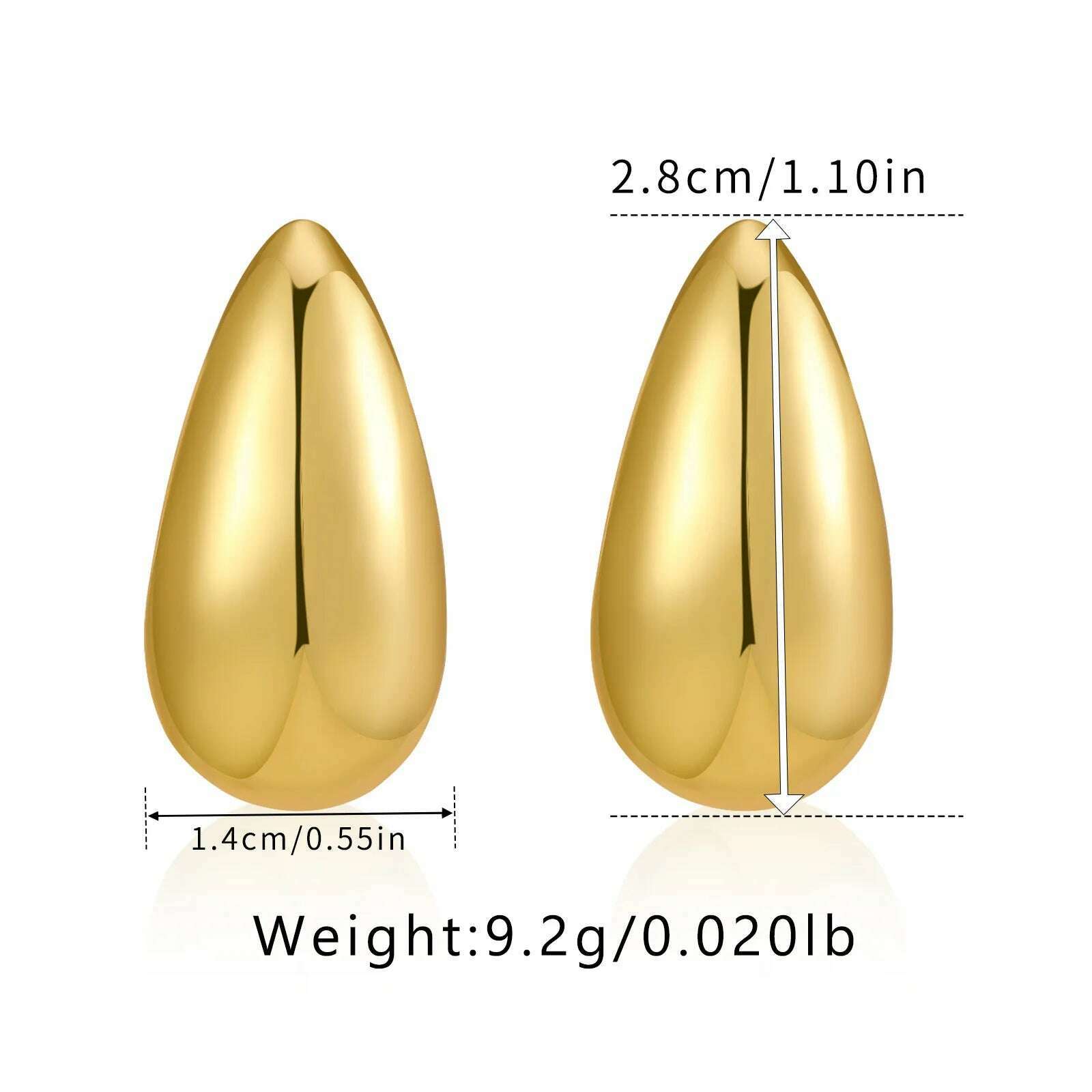 Exaggerate 50mm Big Water Drop 18K Gold Plated Metal Oversize Dupes Thick Drop Earrings Lightweight Stainless Steel Jewelry New - KIMLUD