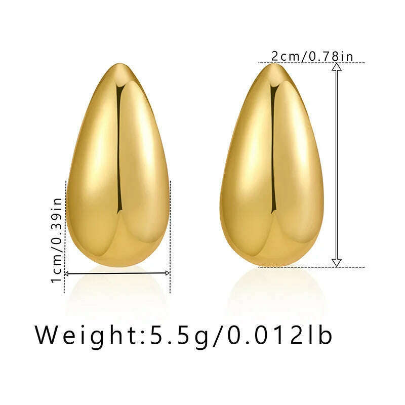 Exaggerate 50mm Big Water Drop 18K Gold Plated Metal Oversize Dupes Thick Drop Earrings Lightweight Stainless Steel Jewelry New - KIMLUD