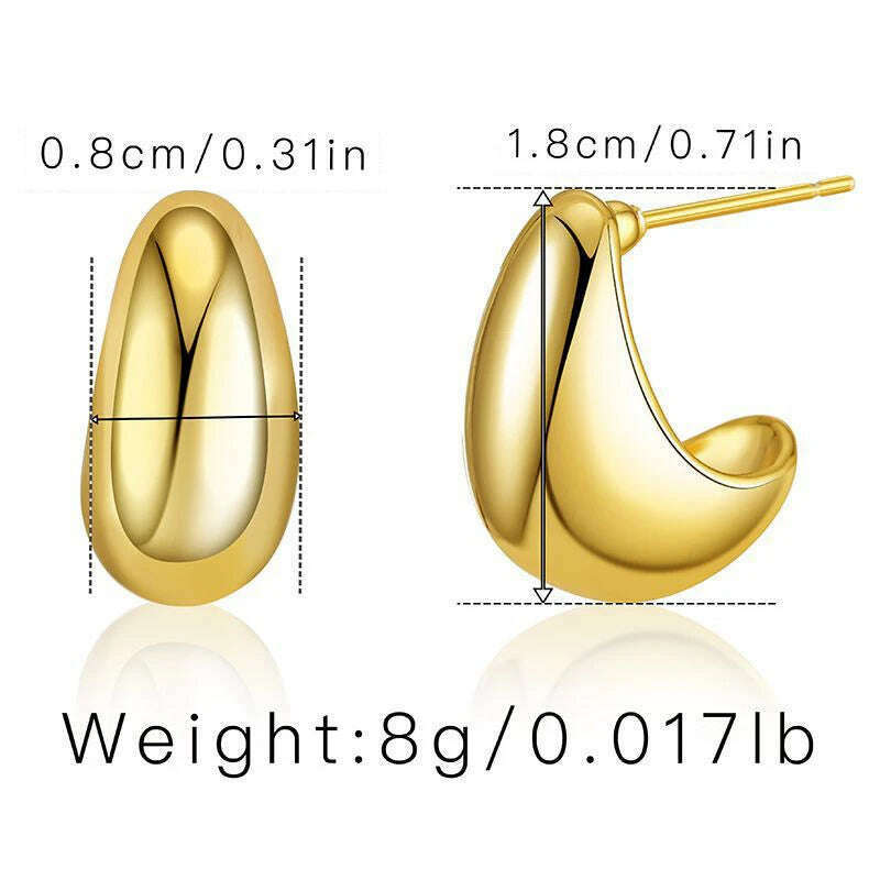 KIMLUD, Exaggerate 50mm Big Water Drop 18K Gold Plated Metal Oversize Dupes Thick Drop Earrings Lightweight Stainless Steel Jewelry New, 22436 1, KIMLUD APPAREL - Womens Clothes