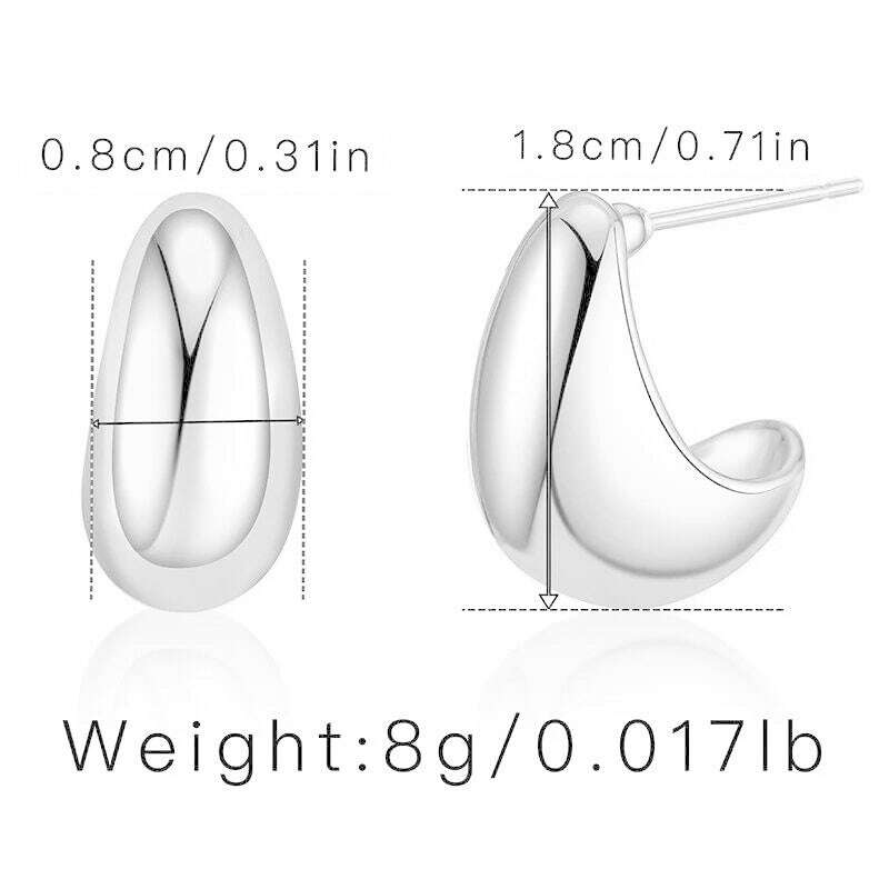 Exaggerate 50mm Big Water Drop 18K Gold Plated Metal Oversize Dupes Thick Drop Earrings Lightweight Stainless Steel Jewelry New - KIMLUD