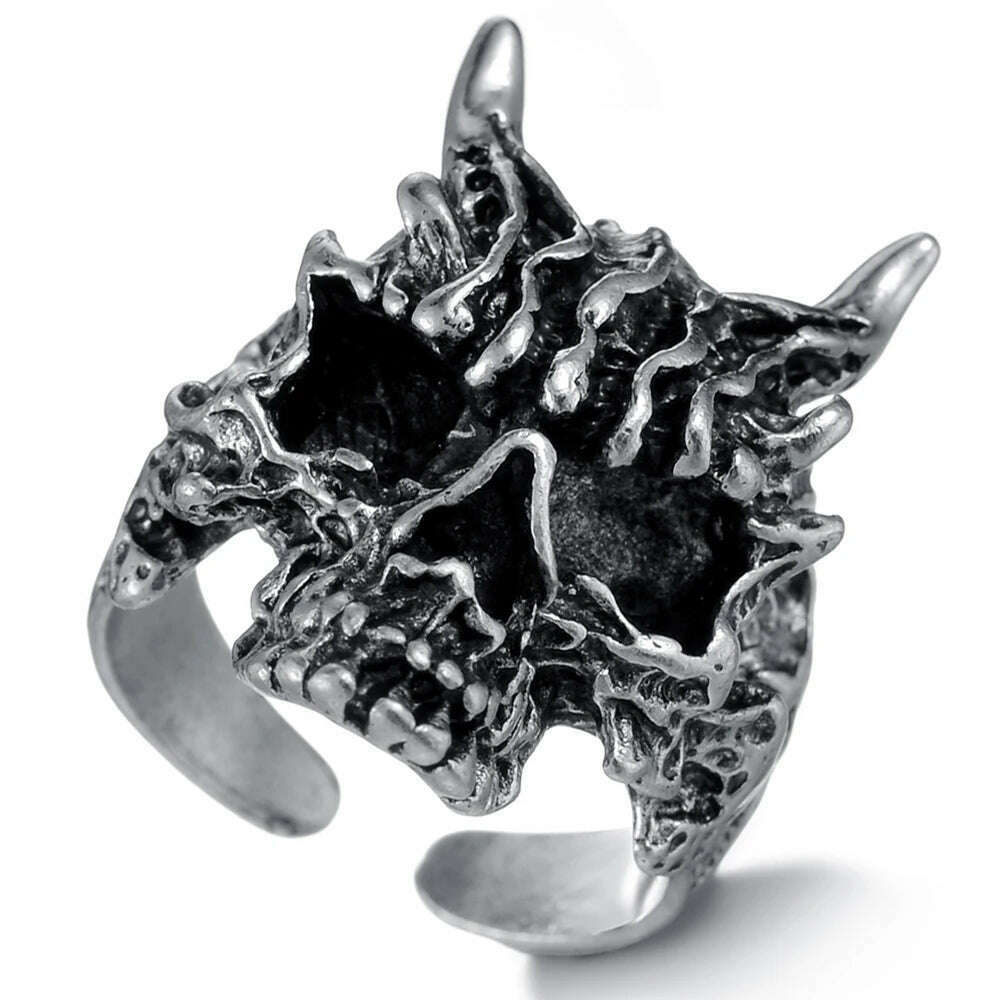 KIMLUD, Exquisite Crown Lion Rock Punk Ring Jewelry Rings for Men Women Gothic Ring Retro Accessories Fashion Boy Adjustable Size, R-02 / resizable, KIMLUD APPAREL - Womens Clothes