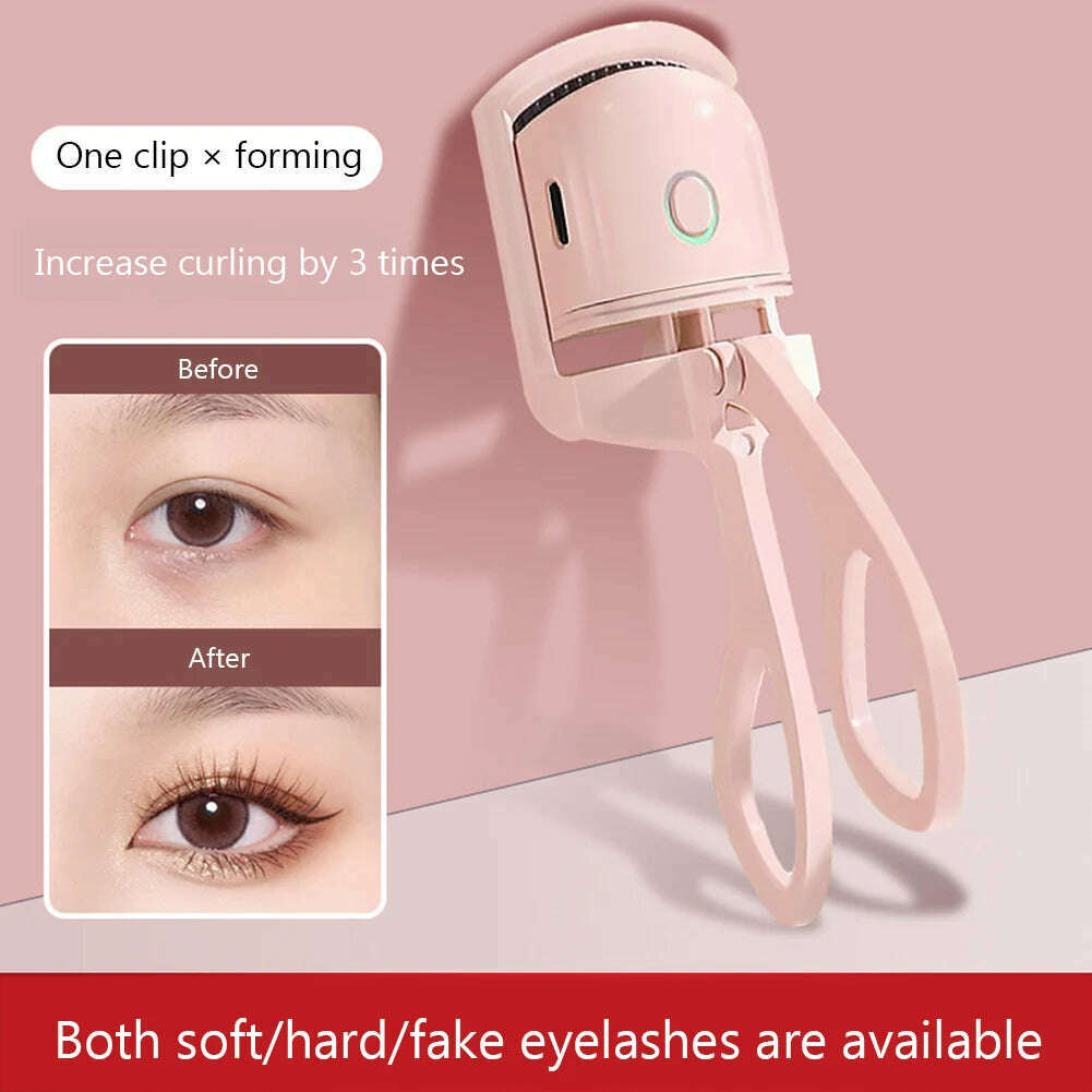 Eyelash Curler Portable Electric Heated Comb Eye Lash Long Lasting Eyelashes Curls Thermal Eyelash Curler Makeup Tools - KIMLUD