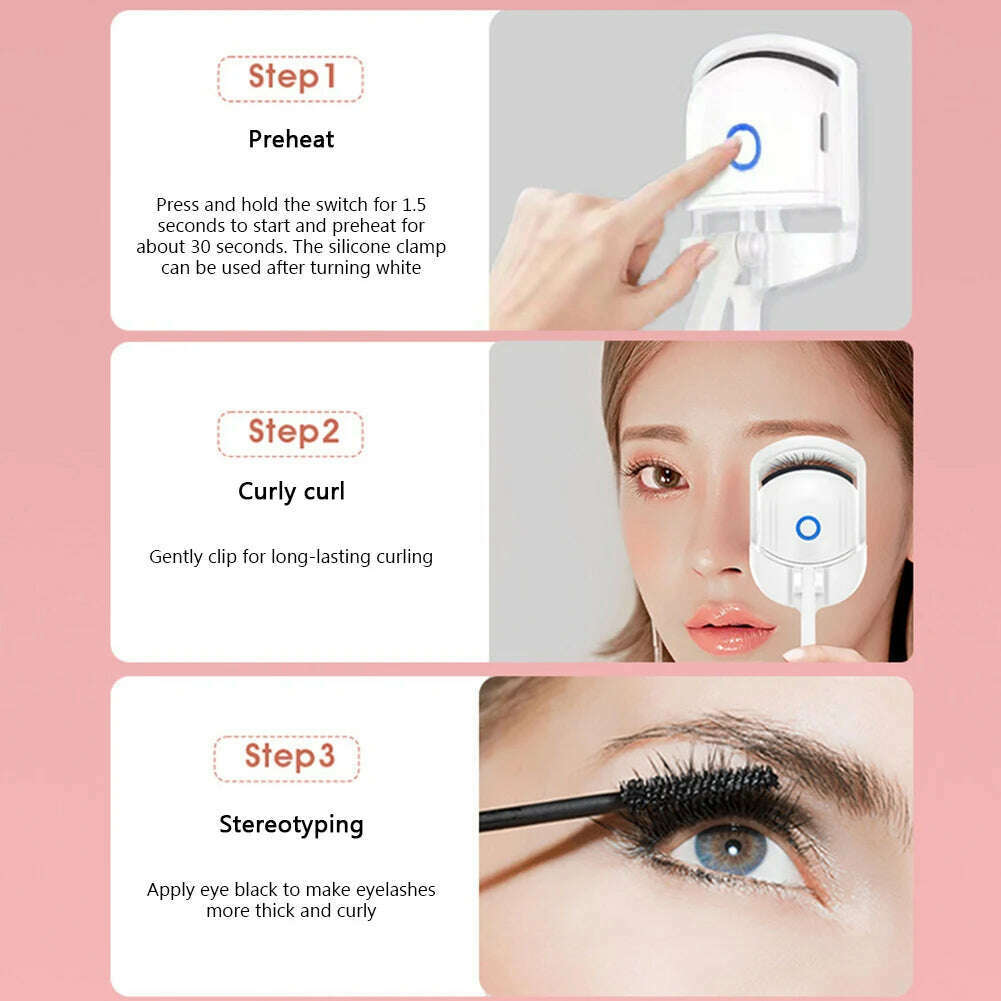 KIMLUD, Eyelash Curler Portable Electric Heated Comb Eye Lash Long Lasting Eyelashes Curls Thermal Eyelash Curler Makeup Tools, KIMLUD Womens Clothes