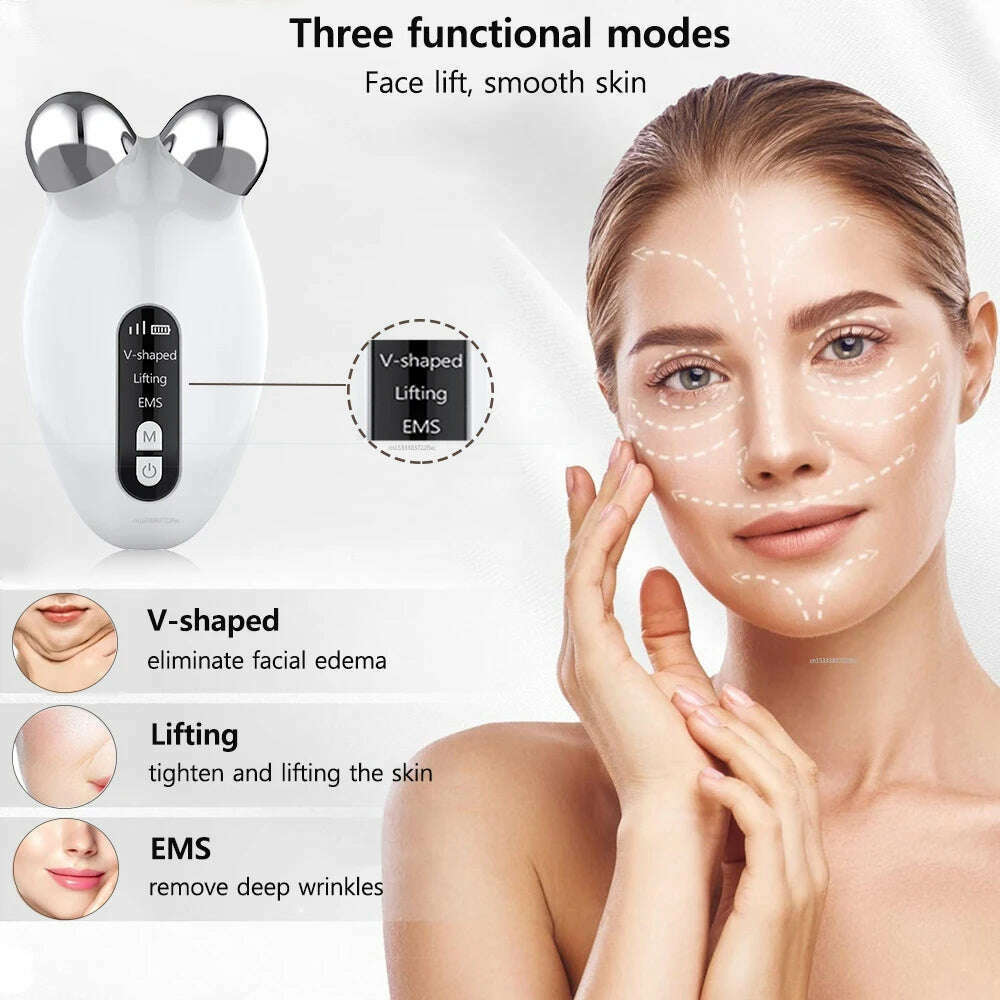 KIMLUD, Face Lifting Massager EMS Microcurrent Roller Facial Massager Anti-Wrinkle Chin-up Skin Tightening EMS Face Lifting Massager, KIMLUD Womens Clothes