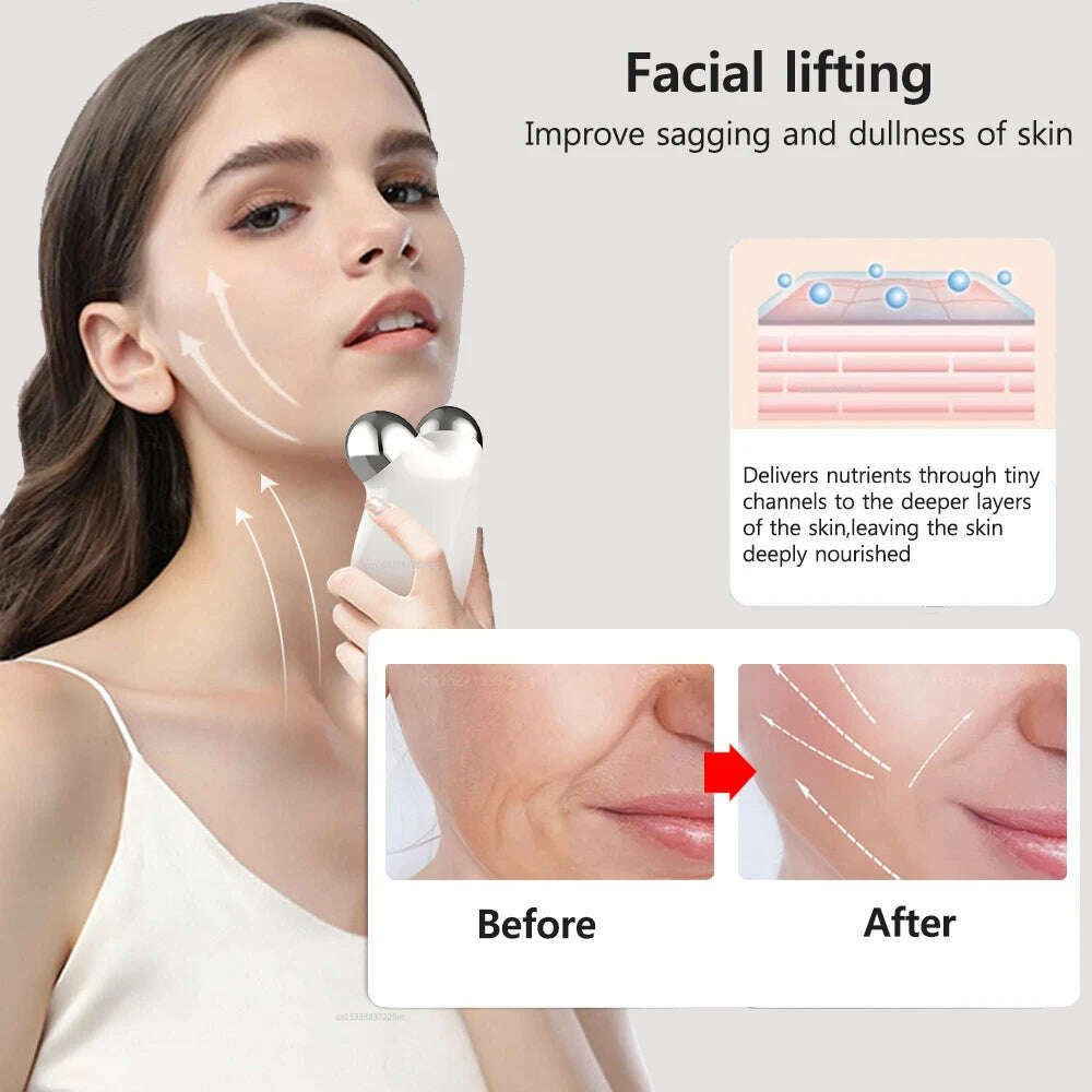 KIMLUD, Face Lifting Massager EMS Microcurrent Roller Facial Massager Anti-Wrinkle Chin-up Skin Tightening EMS Face Lifting Massager, KIMLUD Womens Clothes