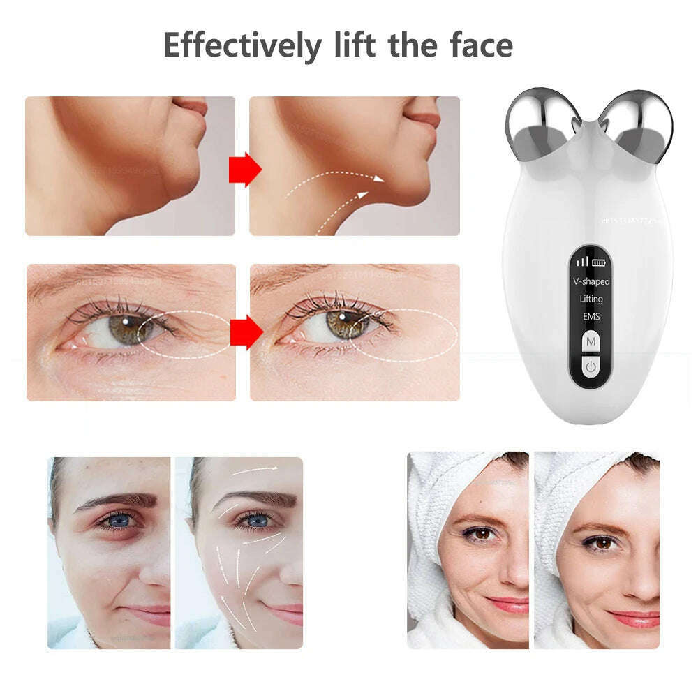 KIMLUD, Face Lifting Massager EMS Microcurrent Roller Facial Massager Anti-Wrinkle Chin-up Skin Tightening EMS Face Lifting Massager, KIMLUD Womens Clothes