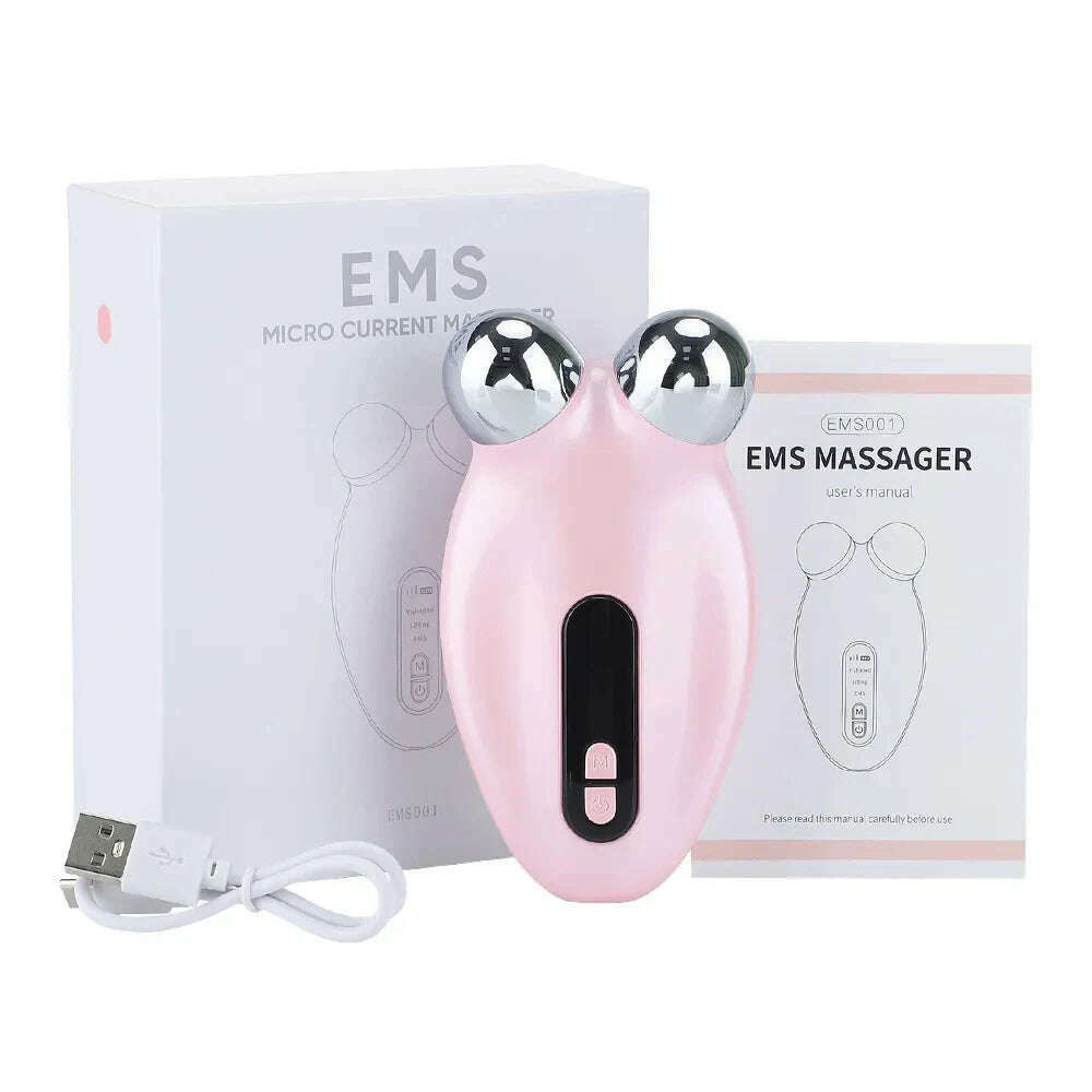 KIMLUD, Face Lifting Massager EMS Microcurrent Roller Facial Massager Anti-Wrinkle Chin-up Skin Tightening EMS Face Lifting Massager, pink, KIMLUD APPAREL - Womens Clothes