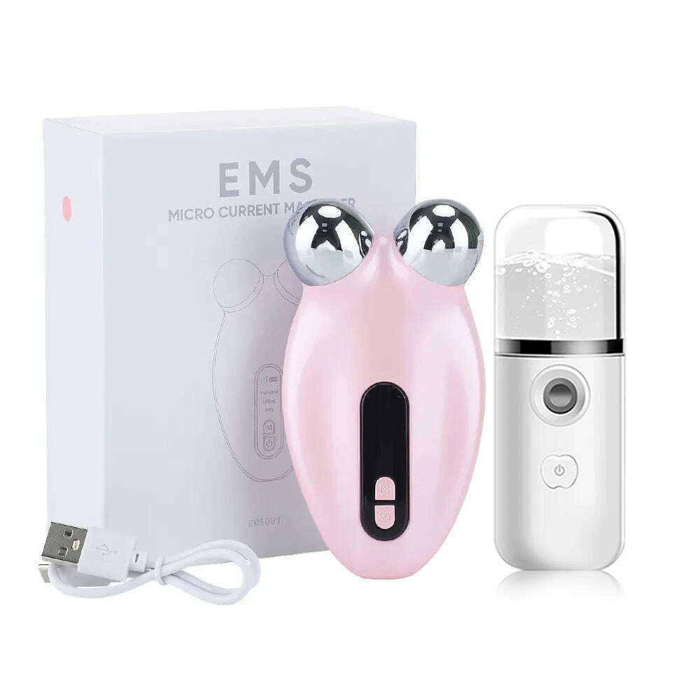 KIMLUD, Face Lifting Massager EMS Microcurrent Roller Facial Massager Anti-Wrinkle Chin-up Skin Tightening EMS Face Lifting Massager, pink add gift, KIMLUD APPAREL - Womens Clothes