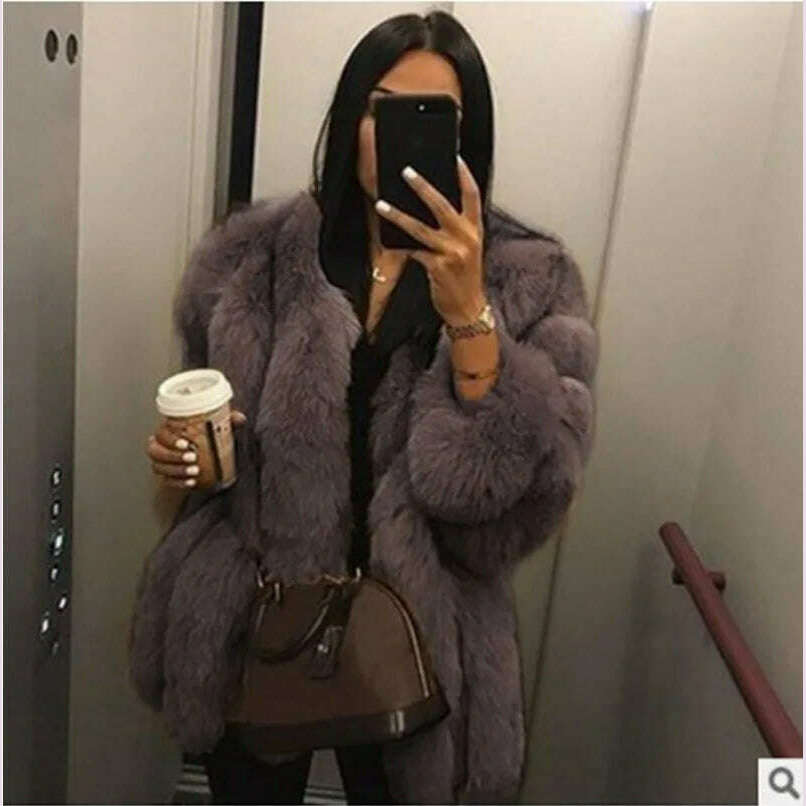 Fall Faux Fur Jackets for Women Long Puff Sleeve Woman Coat Solid Short Warmth Outerwear Clause Ladies Elegant Streetwear - KIMLUD