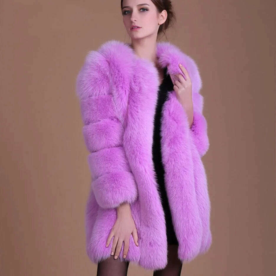 Fall Faux Fur Jackets for Women Long Puff Sleeve Woman Coat Solid Short Warmth Outerwear Clause Ladies Elegant Streetwear - KIMLUD