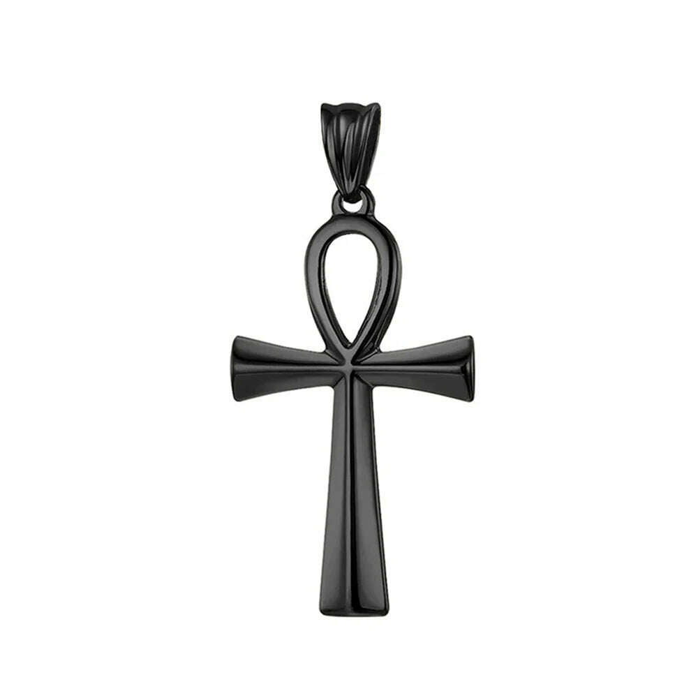 Fashion Ancient Egyptian Ankh Cross Necklace For Men Stainless Steel Gold Color/ Silver Color Biker Pendant Amulet Jewelry - KIMLUD