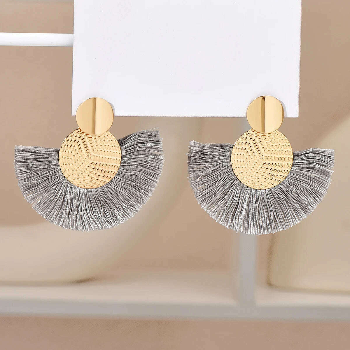 KIMLUD, Fashion Bohemian Big Tassel Dangle White Fringe Female Earrings Drop Earrings for Women Statement Wedding 2023 Jewelry, KIMLUD Womens Clothes