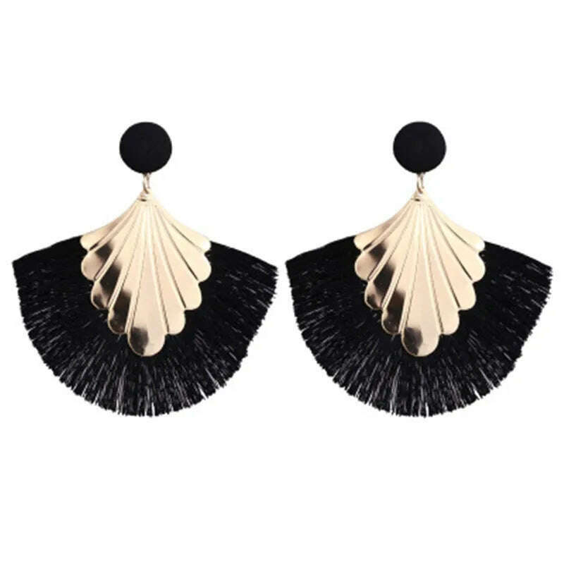 KIMLUD, Fashion Bohemian Big Tassel Earrings for Women 2023 Trendy flamenca Large Fringe Drop Dangle Earring Pendientes Jewelry brincos, KIMLUD Womens Clothes